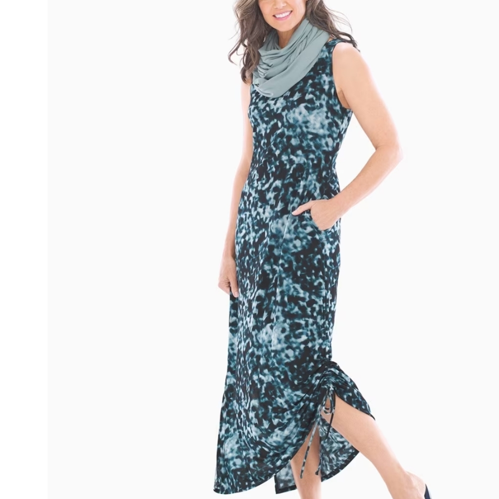 Soma Crepe Drawcord Maxi Sleeveless Dress Dark Harbor New Medium